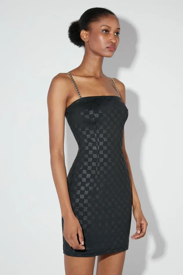 Women Dresses MISBHV Monogram Spaghetti Mini Dress Black