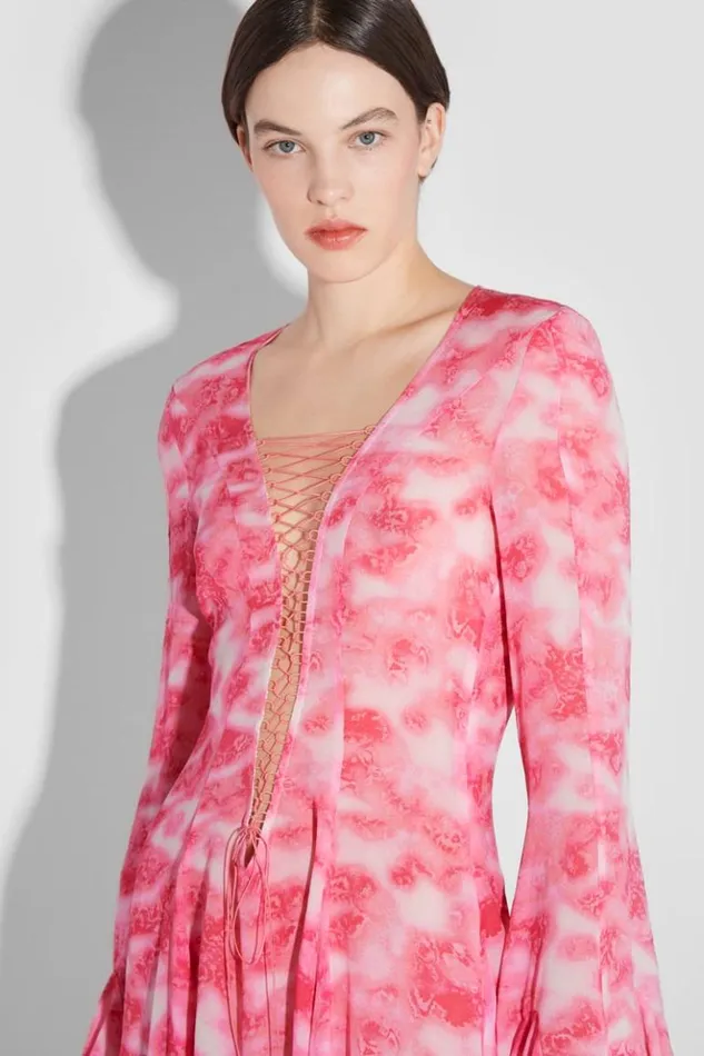 Women Dresses MISBHV Recycled Viscose Chiffon Lace Mini Dress Pink
