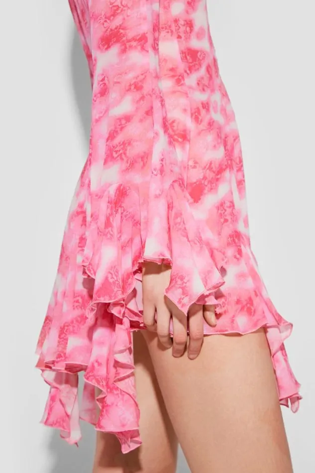 Women Dresses MISBHV Recycled Viscose Chiffon Lace Mini Dress Pink