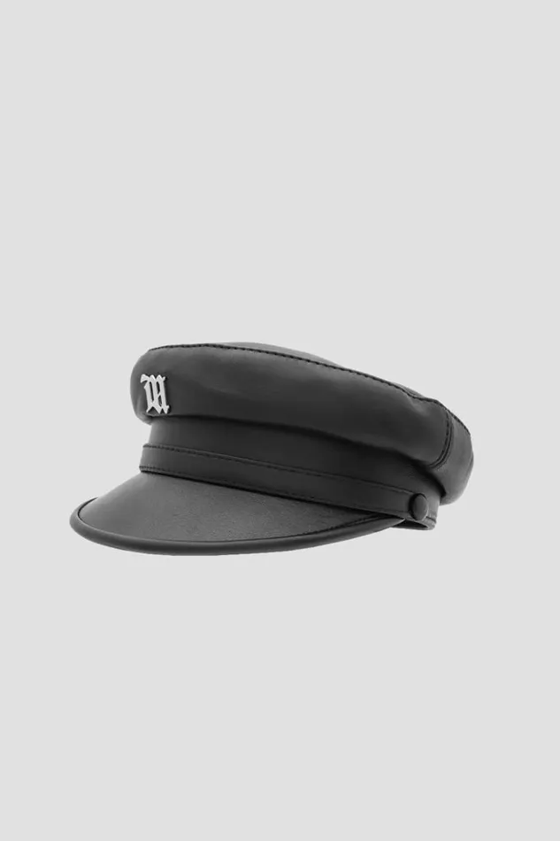 Women Hats MISBHV Leather Monogram Gavroche Black