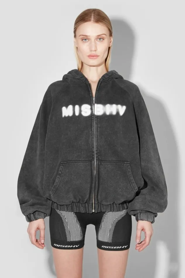 Women Hoodies and Sweats MISBHV Community Zipped Hoodie Washed Black