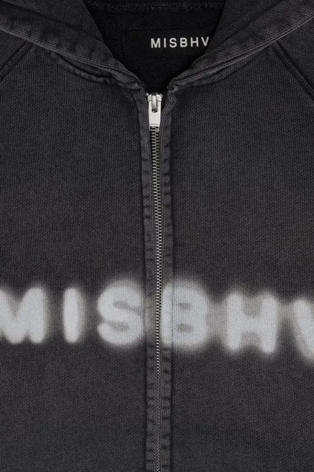 Women Hoodies and Sweats MISBHV Community Zipped Hoodie Washed Black