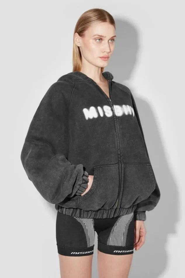 Women Hoodies and Sweats MISBHV Community Zipped Hoodie Washed Black