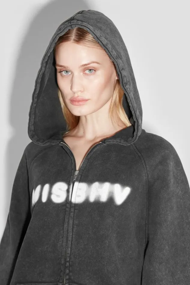 Women Hoodies and Sweats MISBHV Community Zipped Hoodie Washed Black