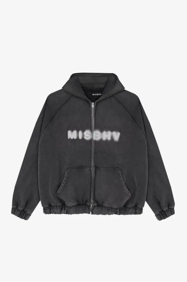 Women Hoodies and Sweats MISBHV Community Zipped Hoodie Washed Black