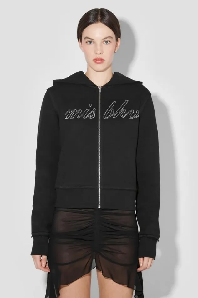 Women Hoodies and Sweats MISBHV Crystal Zipped Hoodie Black