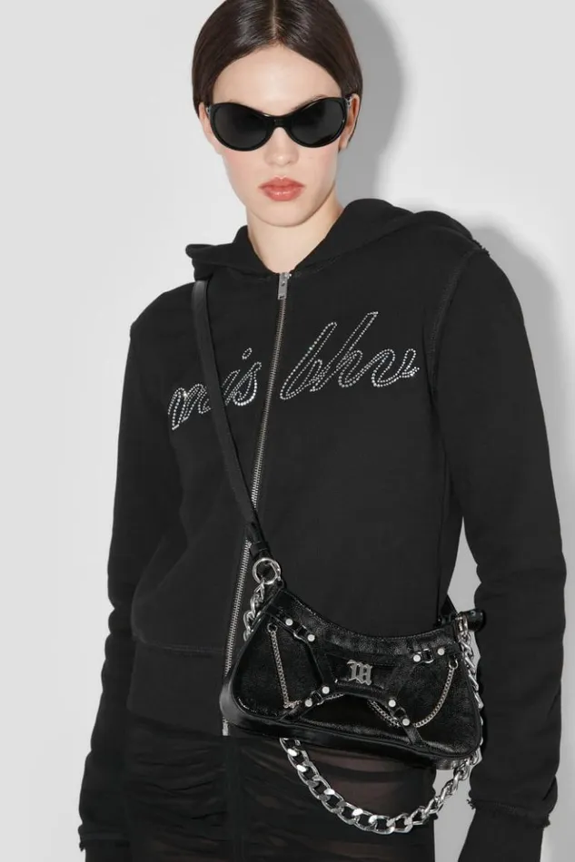 Women Hoodies and Sweats MISBHV Crystal Zipped Hoodie Black