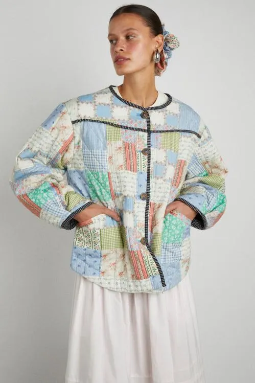 Women Jackets and Coats Damson Madder Macy Quilted Jacket 8211 Patchwork Floral