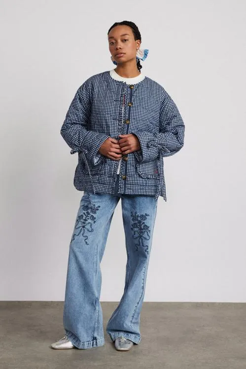 Women Jackets and Coats Damson Madder Reversible Dalton Quilted Jacket 8211 Mixed Blue