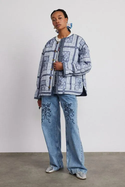 Women Jackets and Coats Damson Madder Reversible Dalton Quilted Jacket 8211 Mixed Blue