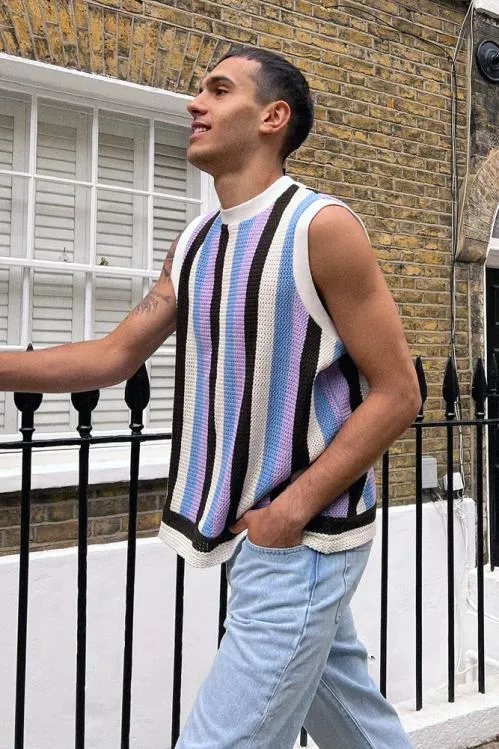 Women Knitwear Damson Madder Stripe Knit Vest