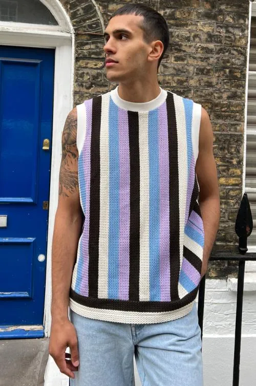 Women Knitwear Damson Madder Stripe Knit Vest