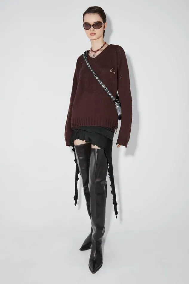 Women Knitwear MISBHV Distressed Knit Brown