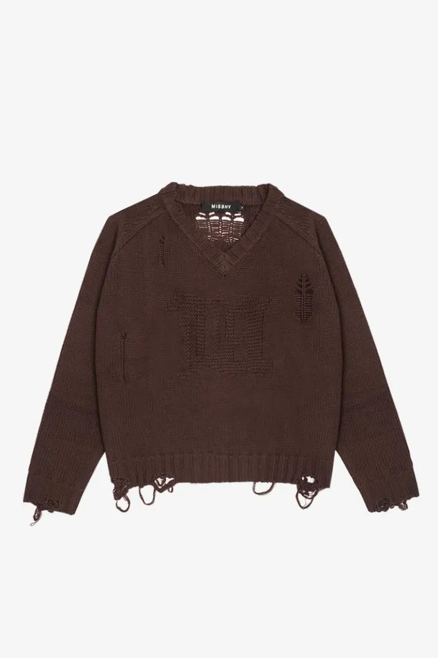 Women Knitwear MISBHV Distressed Knit Brown