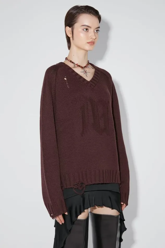 Women Knitwear MISBHV Distressed Knit Brown