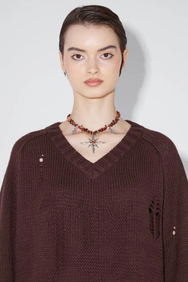 Women Knitwear MISBHV Distressed Knit Brown