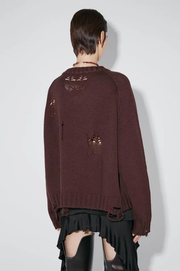 Women Knitwear MISBHV Distressed Knit Brown