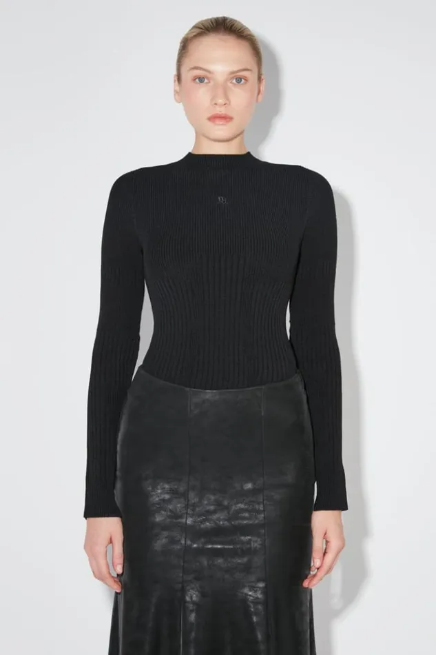 Women Knitwear MISBHV Ribbed Longsleeve Mockneck Black