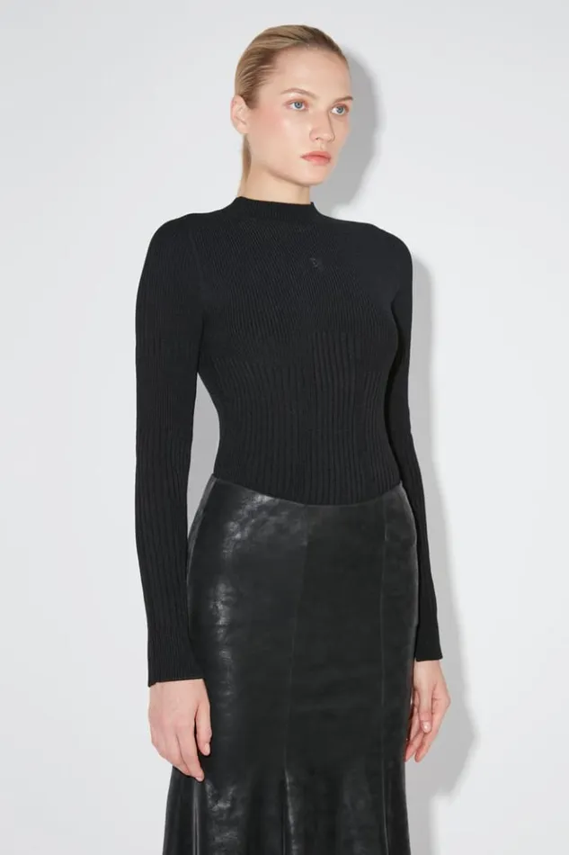Women Knitwear MISBHV Ribbed Longsleeve Mockneck Black