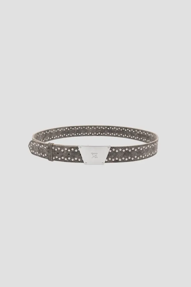 WomenMen Belts MISBHV The 2000 Buckle Belt With Studs Grey