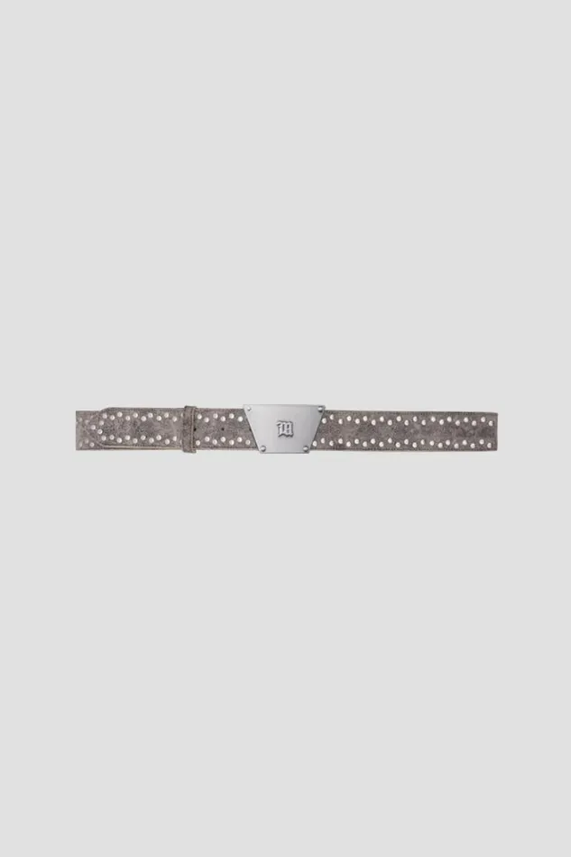 WomenMen Belts MISBHV The 2000 Buckle Belt With Studs Grey