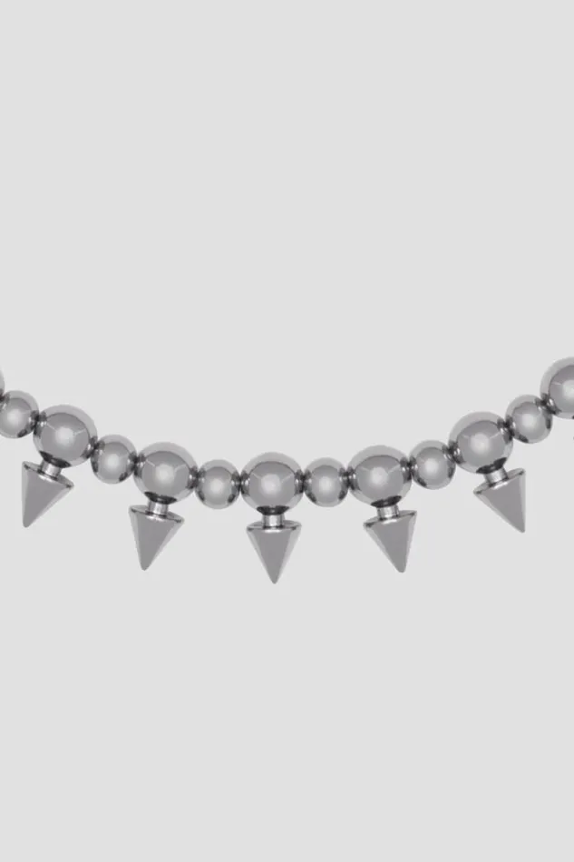 WomenMen Jewelry MISBHV Ball Chain Spike Necklace Silver