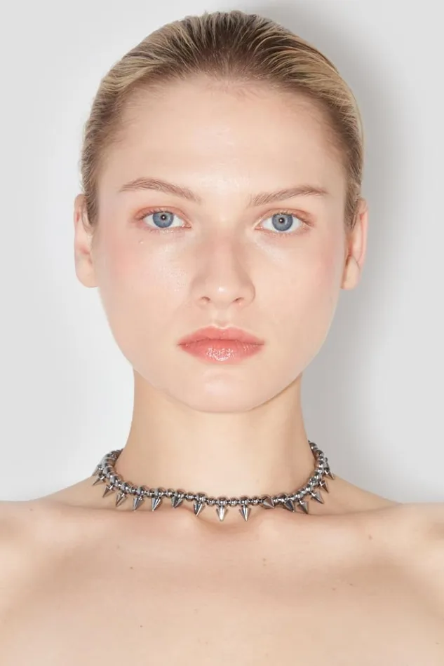 WomenMen Jewelry MISBHV Ball Chain Spike Necklace Silver