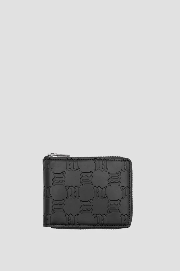 WomenMen Wallets MISBHV Embossed Zipped Wallet Black
