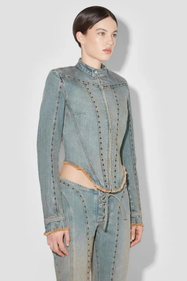 Women Outerwear MISBHV Sunset Wash Denim Jacket With Studs Blue