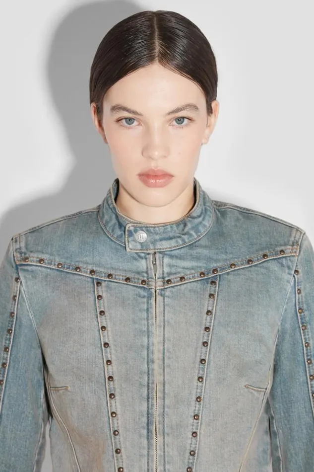 Women Outerwear MISBHV Sunset Wash Denim Jacket With Studs Blue