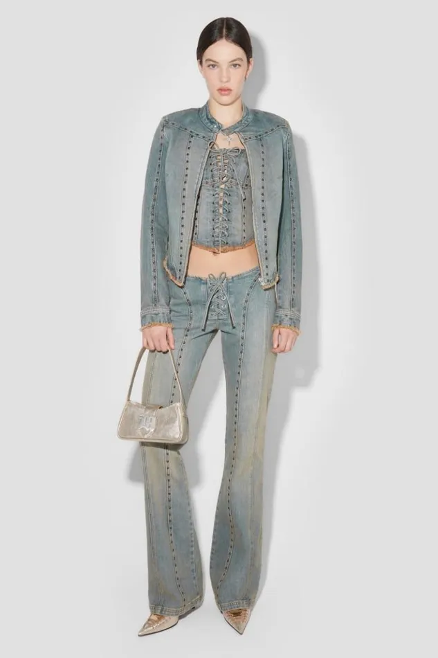 Women Outerwear MISBHV Sunset Wash Denim Jacket With Studs Blue