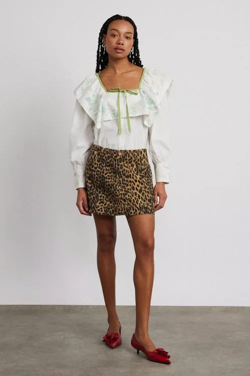 Women Skirts Damson Madder Lily Denim Mini Skirt Leopard