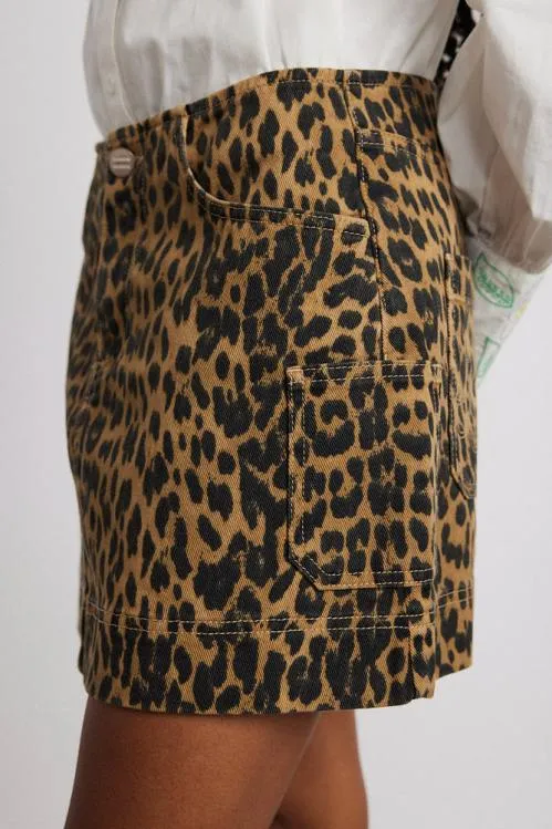 Women Skirts Damson Madder Lily Denim Mini Skirt Leopard