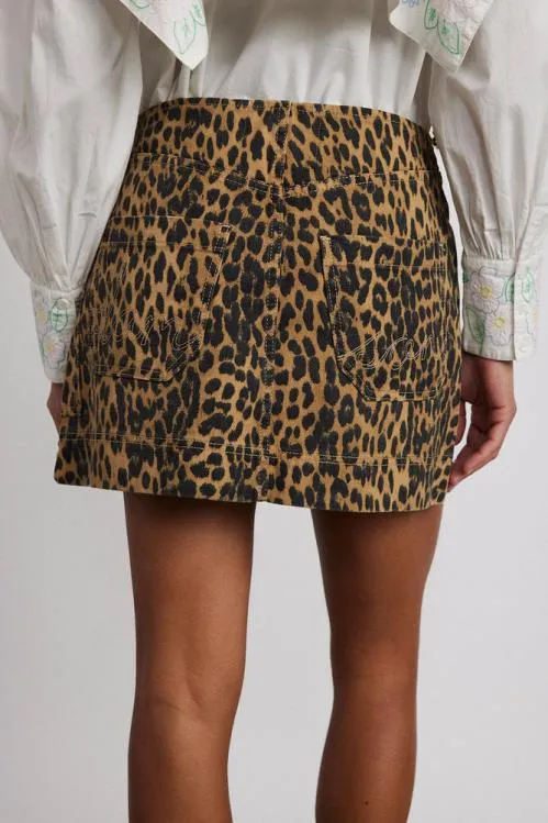 Women Skirts Damson Madder Lily Denim Mini Skirt Leopard