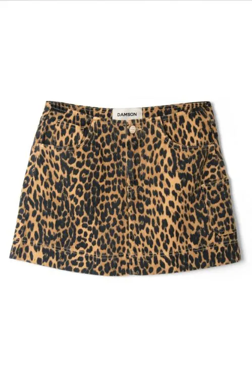 Women Skirts Damson Madder Lily Denim Mini Skirt Leopard