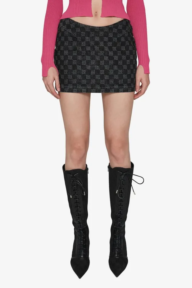 Women Skirts MISBHV Denim Monogram Mini Skirt Black