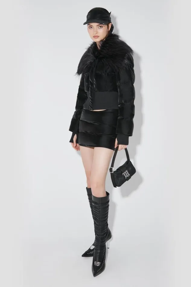 Women Skirts MISBHV Puffer Trinity Latex Mini Skirt Black