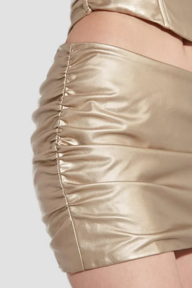 Women Skirts MISBHV Ruched Faux Leather Mini Skirt Gold