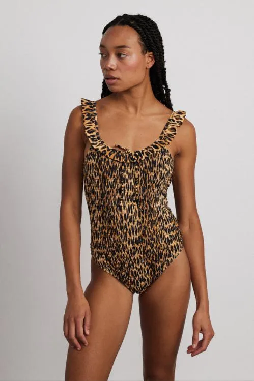 Women Swim and Beach Damson Madder Cheyenne Shirred Ruffle Swimsuit 8211 Leopard Women Swim and Beach Damson Madder Cheyenne Shirred Ruffle Swimsuit 8211 Leopard