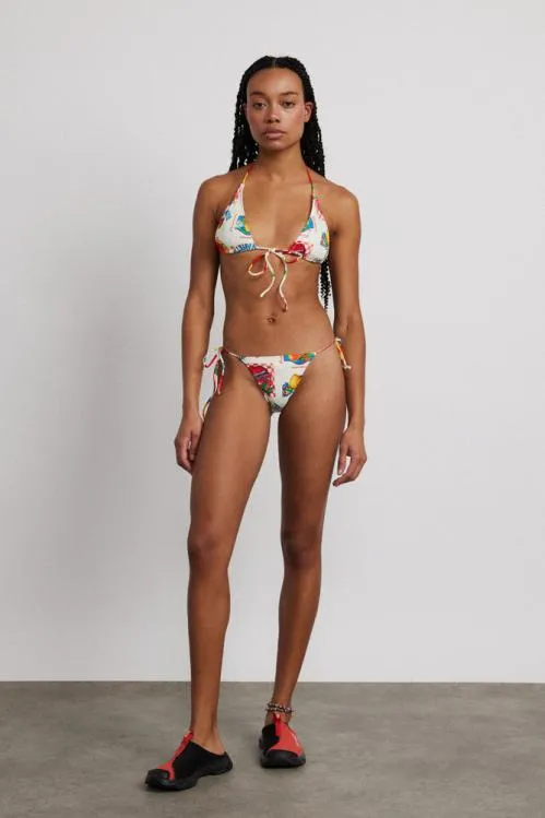 Women Swim and Beach Damson Madder Tie Front Triangle Bikini Top 8211 Fruit Labels
