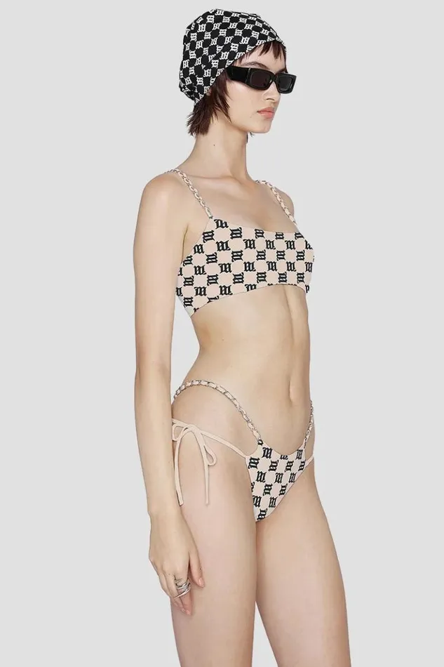 Women Swimwear MISBHV Swim Chain Monogram Bikini Bottoms Beige
