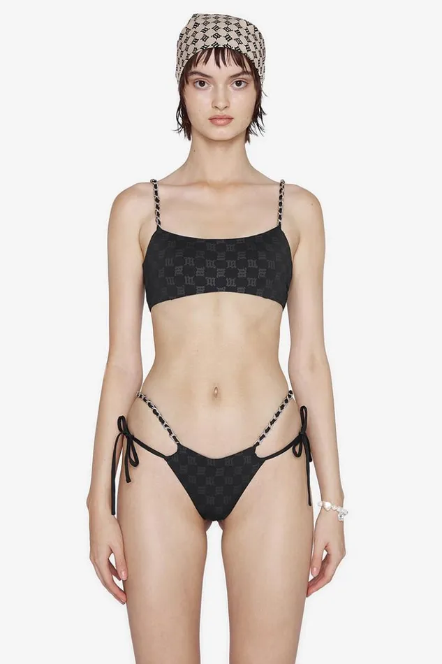 Women Swimwear MISBHV Swim Chain Monogram Bikini Bottoms Black