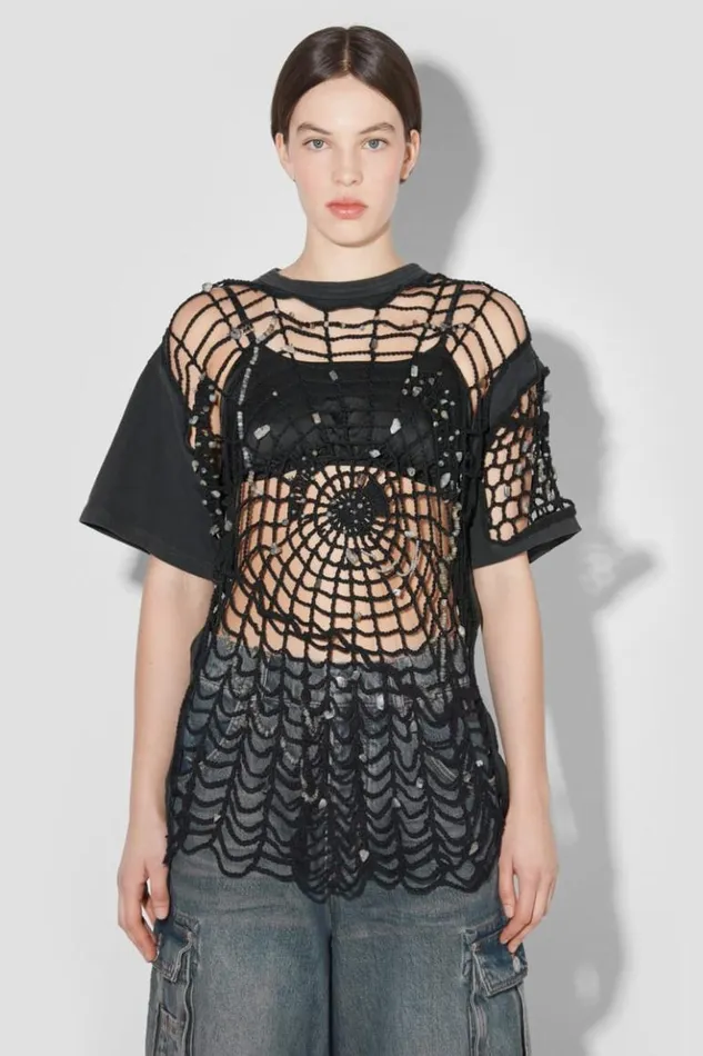 Women TShirts MISBHV Crochet TShirt Black