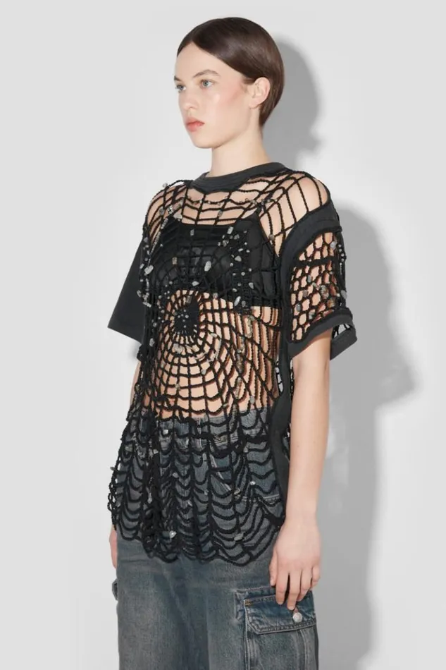 Women TShirts MISBHV Crochet TShirt Black