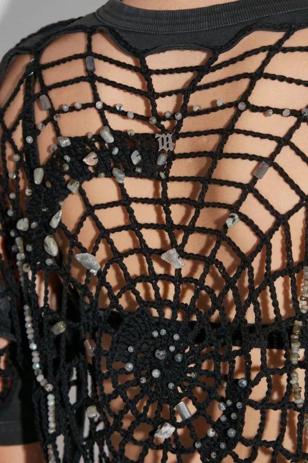 Women TShirts MISBHV Crochet TShirt Black