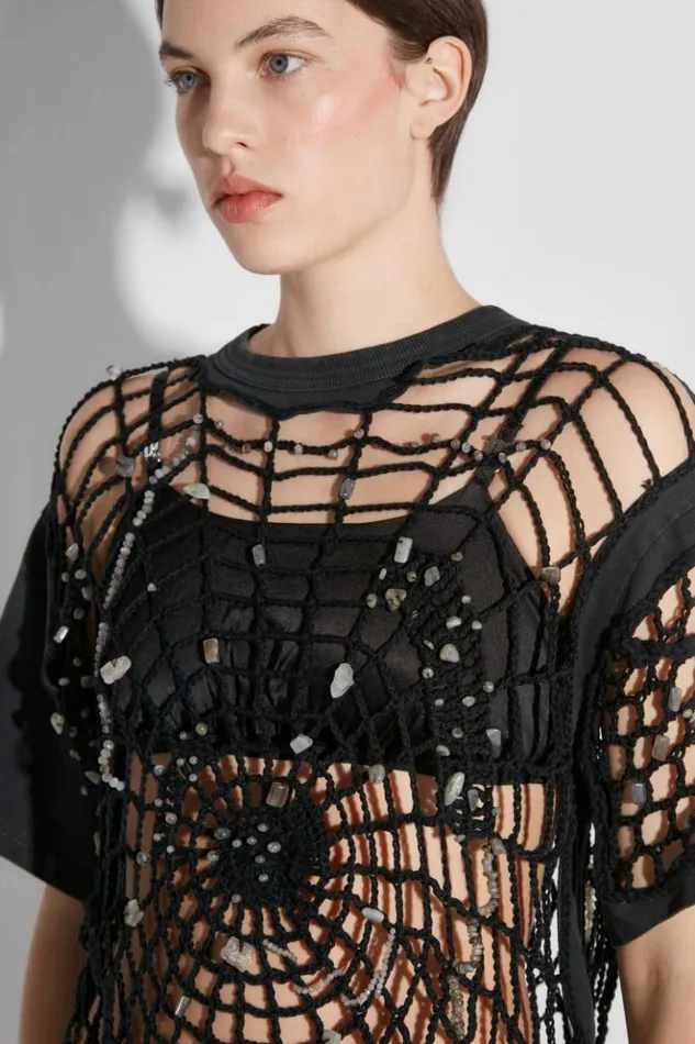 Women TShirts MISBHV Crochet TShirt Black