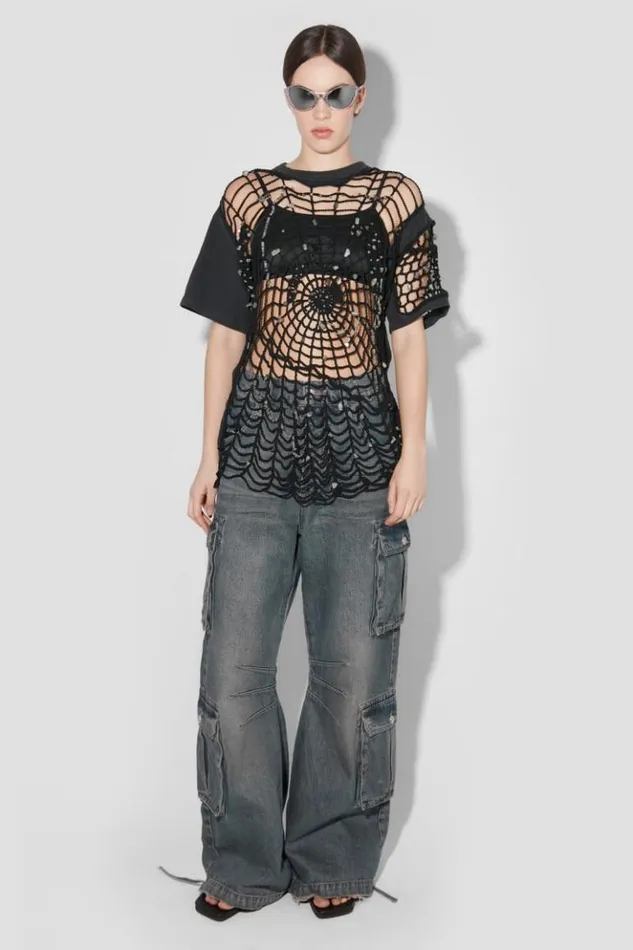 Women TShirts MISBHV Crochet TShirt Black