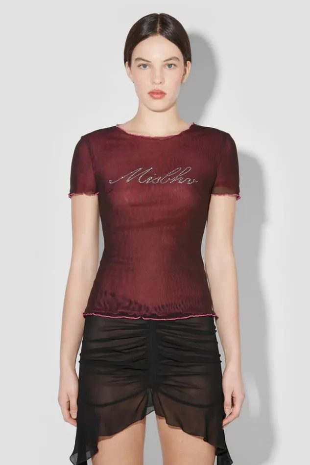 Women TShirts MISBHV Crystal Double Layered TShirt Brownpink