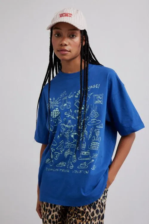 Women Tops Damson Madder Bon Voyage 8211 Blue Bf Tee