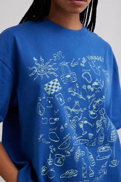 Women Tops Damson Madder Bon Voyage 8211 Blue Bf Tee